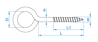 Afbeeldingen van Schroefoog Messing HD 2.65 x 12 x 6mm