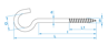 Afbeeldingen van Schroefhaak met kleine haak verzinkt HD 4 x 38/60mm