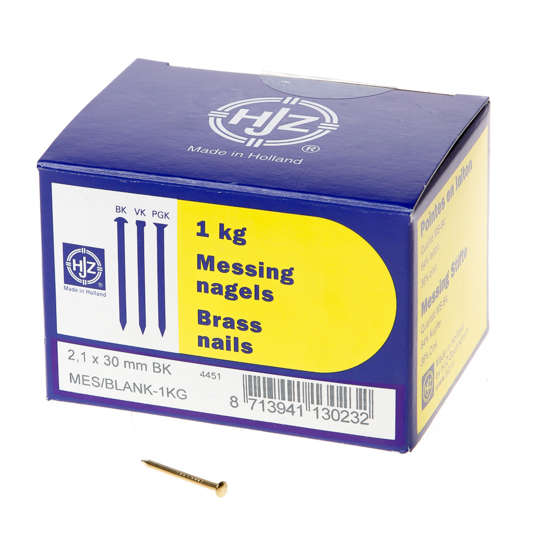 Afbeeldingen van Messing nagels bombe kop 2.1 x 30mm 1kg