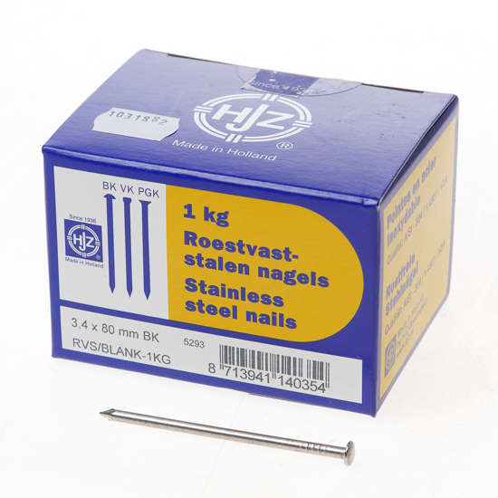 Afbeeldingen van RVS nagels bombe kop 3.4 x 80mm 1kg