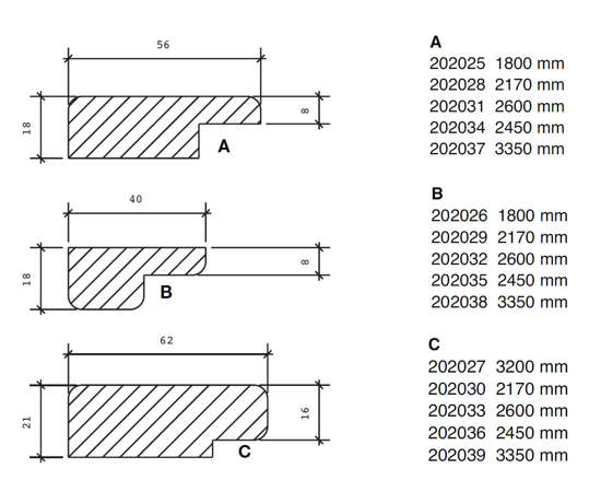 Afbeeldingen van Merantilijst B 2750x40x18 pass bui