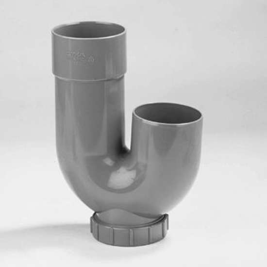 Afbeeldingen van Hemelwaterafvoer sifon PVC grijs 80 x 80mm