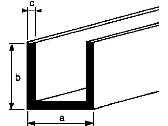 Afbeeldingen van Roval Aluminium u-profiel 25 x 50 x 25 x 2.5mm