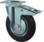 Afbeeldingen van Zwenkwiel, zwart rubber wiel met stalen velg en rollager + rem, 50kg m/rem 80mm