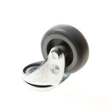 Afbeeldingen van Zwenkwiel met boutgat, grijs rubber wiel met glijlager, 50kg 50mm