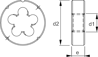 Afbeeldingen van Hss ronde snijplaten M4 x spoed 0.7 x buitendiameter 20 x snijplaatdikte 5mm