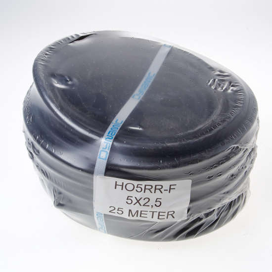 Afbeeldingen van Kabel neopreen zwart 5 x 2.5mm² x 25 meter