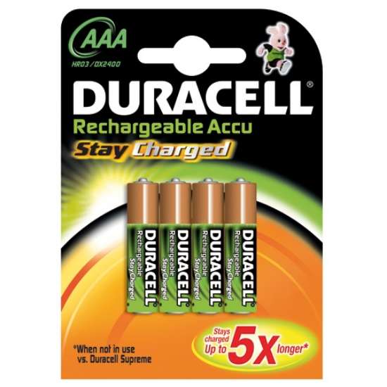 Afbeeldingen van Duracell Batterij GP NiHM oplaadbaar aaa blister van 4 batterijen