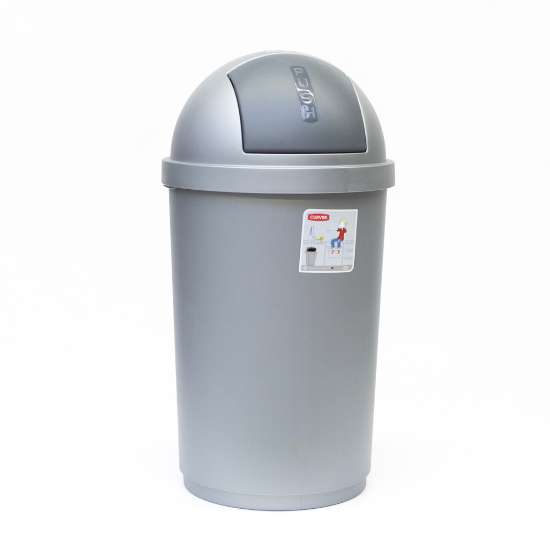 Afbeeldingen van Curver Afvalbak rond zilver/zwart Bulletbin 50liter