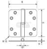 Afbeeldingen van Kogellagerscharnier H367E89893103 RVS ronde hoeken 89 x 89 x 3mm 6730.133.8989-DT