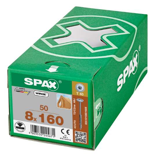 Afbeeldingen van Spax Spaanplaatschroef Tellerkop 8 x 160mm T40 discuskop gebruineerd