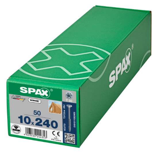 Afbeeldingen van Spax-s Spaanplaatschroef platverzonken kop geel verzinkt T50 10 x 240mm