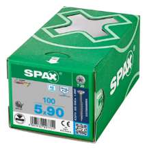 Afbeeldingen van Spax Spaanplaatschroef platverzonken kop RVS T-Star T20 deeldraad 5.0x90mm (per 100 stuks)