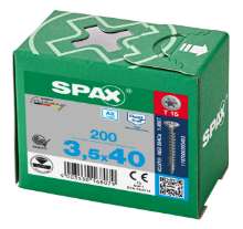 Afbeeldingen van Spax Spaanplaatschroef platverzonken kop RVS T-Star T15 voldraad 3.5x40mm (per 200 stuks)