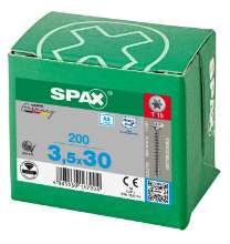 Afbeeldingen van Spax Spaanplaatschroef lenskop RVS T-Star T15 3.5x30mm (per 200 stuks)