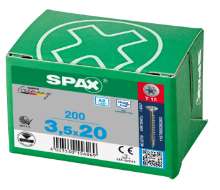 Afbeeldingen van Spax Spaanplaatschroef platverzonken kop RVS T-Star T15 voldraad 3.5x20mm (per 200 stuks)