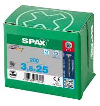 Afbeeldingen van Spax Spaanplaatschroef platverzonken kop RVS T-Star T15 voldraad 3.5x25mm (per 200 stuks)