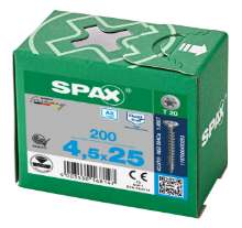 Afbeeldingen van Spax Spaanplaatschroef platverzonken kop RVS T-Star T20 voldraad 4.5x25mm (per 200 stuks)