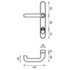 Afbeeldingen van Veiligheids smal buitenschild, D4E, alum.,afgerond, met kruk, met kerntrekbeveiliging, PC92, smalschild 32mmx246mm