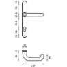 Afbeeldingen van Veiligheids smal binnenschild, D4E, alum.,afgerond, met kruk, PC92, deurdikte 40-54mm, smalschild 32mmx246mm