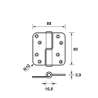 Afbeeldingen van Axa Kogelstiftpaumelle RVS ronde hoeken links 89 x 89 x 3mm SKG*** 1203-35-81/E