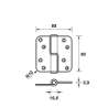 Afbeeldingen van Axa Kogelstiftpaumelle RVS ronde hoeken rechts 89 x 89 x 3mm SKG*** 1203-25-81/E