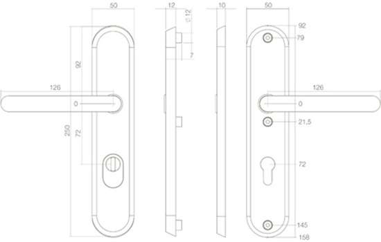 Afbeeldingen van Intersteel SKG3 veiligheidsschilden geveerd kruk/kruk PC72mm met kerntrekbeveiliging RVS