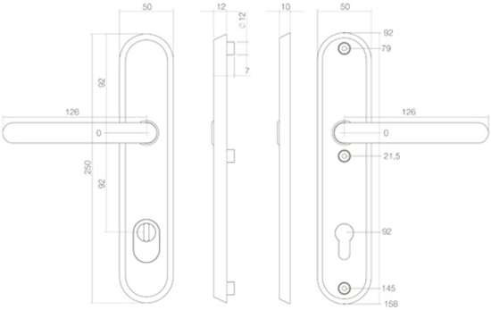 Afbeeldingen van Intersteel SKG3 veiligheidsschilden geveerd kruk/kruk  PC92mm met kerntrekbeveiliging RVS