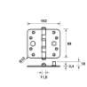 Afbeeldingen van Axa Veiligheidskogellagerscharnier topcoat gegalvaniseerd ronde hoeken 89 x 102 x 2.4mm SKG*** 1543-45-23/V4