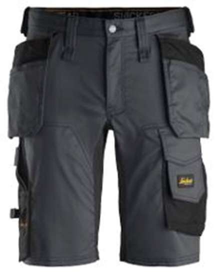 Afbeeldingen van Korte werkbroek stretch m/hols 6141 gr/zw 52