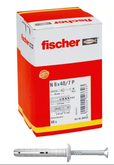 Afbeeldingen van Nagelplug      n6x 40/7p met kraag