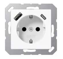 Afbeeldingen van Jung WCD RA+USB-A & USB-C 1-voudig glans wit