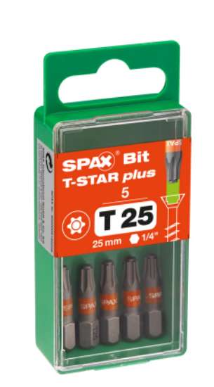 Afbeeldingen van Spax Bit Torx T25 25mm (set van 5 stuks)