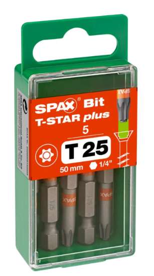 Afbeeldingen van Spax Bit Torx T25 50mm (set van 5 stuks)