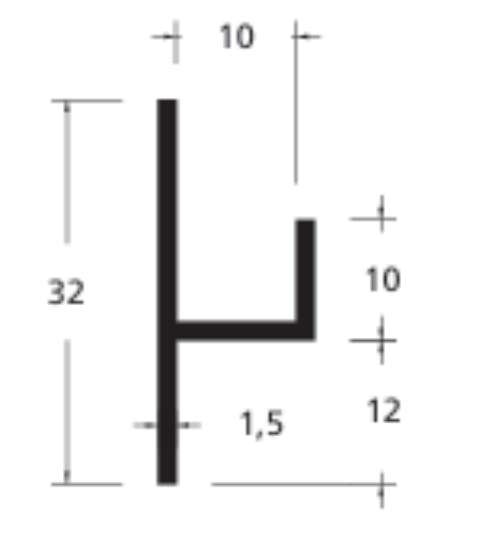 Afbeeldingen van Aluminium stoeltjesprofiel 32 x 13mm
