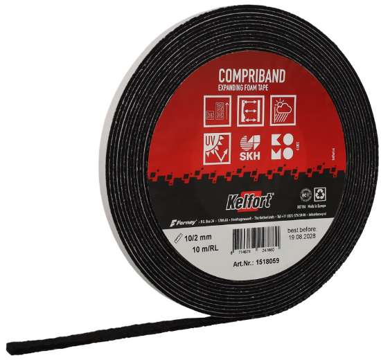 Afbeeldingen van Compriband antraciet 10/2  (10mtr)