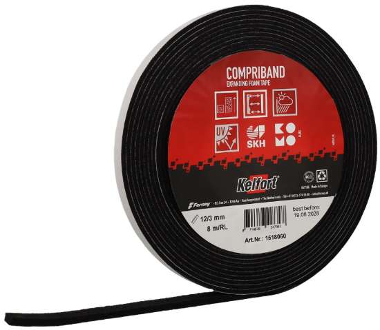 Afbeeldingen van Compriband antraciet 12/3  (8mtr)