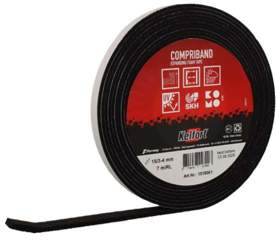 Afbeeldingen van Compriband antraciet 15/3-4  (7mtr)