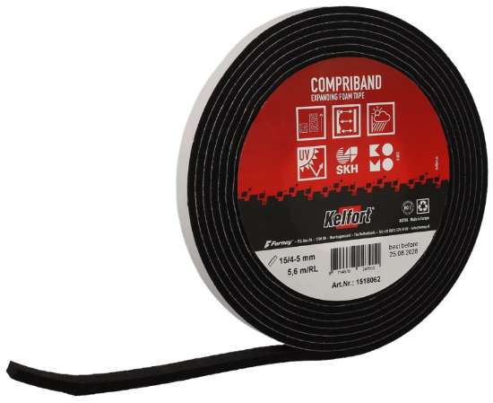 Afbeeldingen van Compriband antraciet 15/4-5  (5.6mtr)